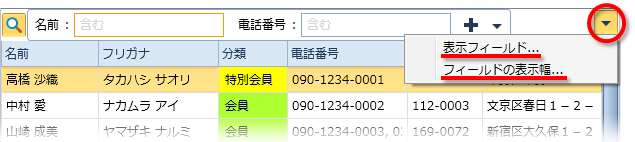 始め方:レコード選択ドロップダウンリスト