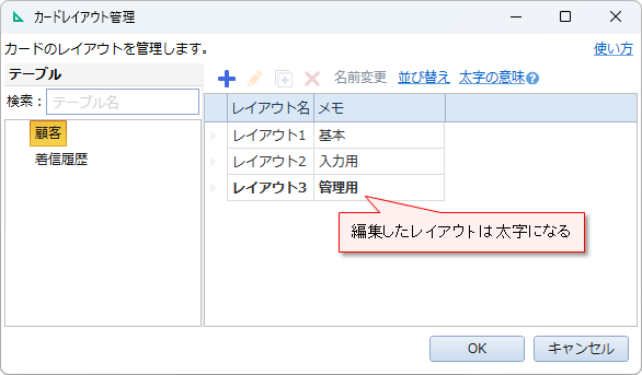 カードレイアウトの管理